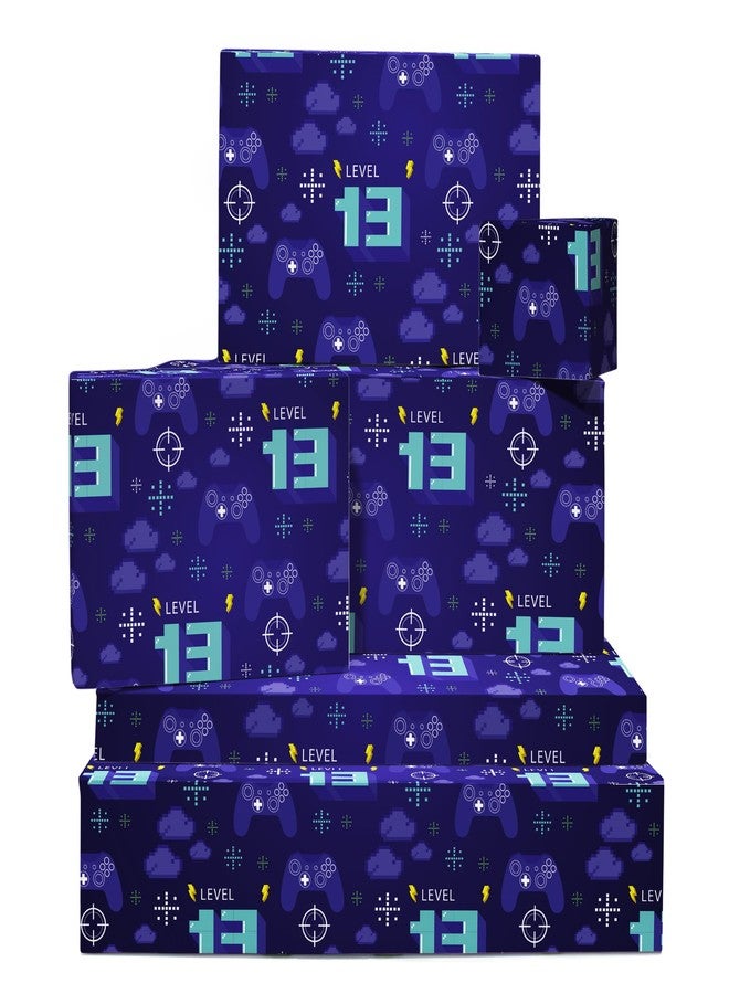 CENTRAL 23 Boys Wrapping Paper - Gamer - 13th Birthday - 6 Sheets of Gift Wrap - 13 Year Old Gaming Gifts - Teenager - Comes with Stickers - Recyclable - Image 1